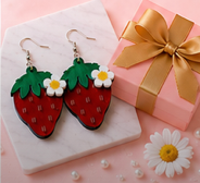 Strawberry Dangle Earrings | Retro Strawberry Earrings | Handmade Acrylic Fruit Earrings | Australian Statement Jewellery