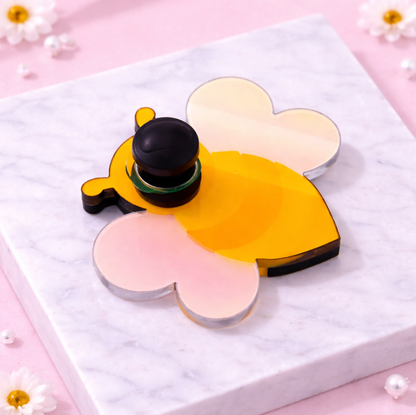 Bee Brooch – Handmade Acrylic Bee Pin with Stud Backing