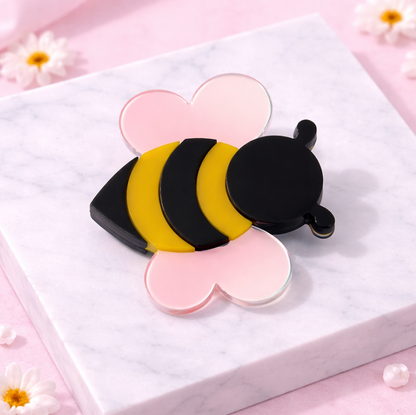 Bee Brooch – Handmade Acrylic Bee Pin with Stud Backing