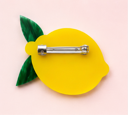 Lemon Blossom Brooch | Citrus Fruit Brooch | Handmade Acrylic Pin