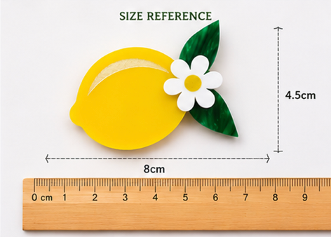Lemon Blossom Brooch | Citrus Fruit Brooch | Handmade Acrylic Pin