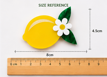 Lemon Blossom Brooch | Citrus Fruit Brooch | Handmade Acrylic Pin