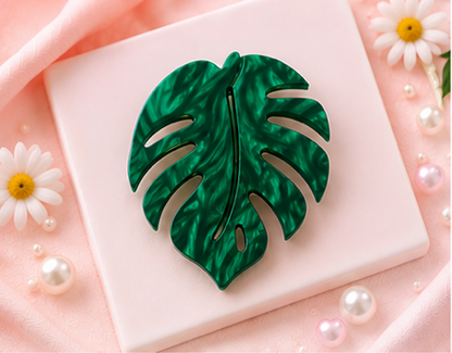 Monstera Leaf Brooch | Tropical Plant Brooch | Handmade Acrylic Pin