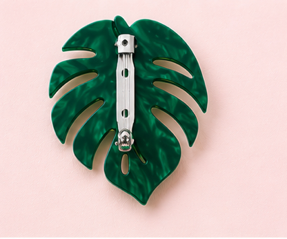 Monstera Leaf Brooch | Tropical Plant Brooch | Handmade Acrylic Pin
