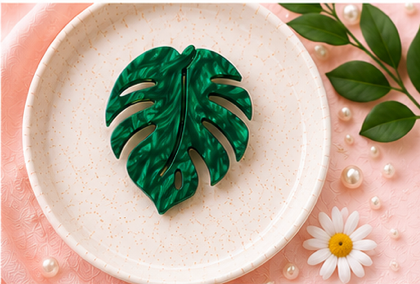 Monstera Leaf Brooch | Tropical Plant Brooch | Handmade Acrylic Pin