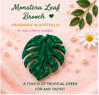 Monstera Leaf Brooch | Tropical Plant Brooch | Handmade Acrylic Pin