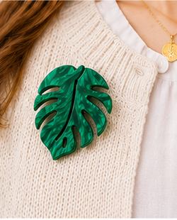 Monstera Leaf Brooch | Tropical Plant Brooch | Handmade Acrylic Pin