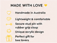 Bee Brooch | Bumble Bee Brooch | Handmade Acrylic Pin