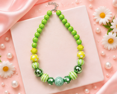 Lime Green Statement Bead Necklace | Retro Bubblegum Bead Necklace | Handmade Acrylic Necklace