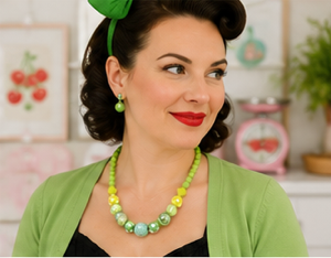Lime Green Statement Bead Necklace | Retro Bubblegum Bead Necklace | Handmade Acrylic Necklace