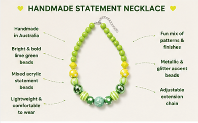 Lime Green Statement Bead Necklace | Retro Bubblegum Bead Necklace | Handmade Acrylic Necklace