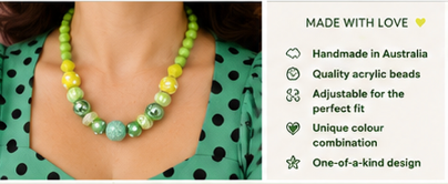 Lime Green Statement Bead Necklace | Retro Bubblegum Bead Necklace | Handmade Acrylic Necklace