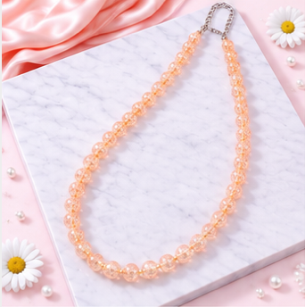 Aurora Borealis Peach Bead Statement Necklace | AB Bead Necklace | Vintage Inspired Handmade Jewellery