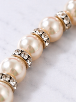 Faux Classic Pearl Statement Necklace | Vintage Inspired Pearl Bead Necklace | Retro Glam Handmade Necklaceearl & Rhinestone Beaded Necklace – Handmade Adjustable Necklace