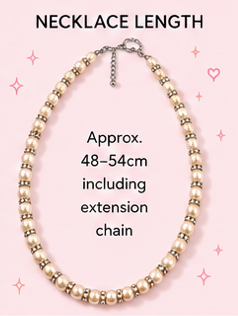 Faux Classic Pearl Statement Necklace | Vintage Inspired Pearl Bead Necklace | Retro Glam Handmade Necklaceearl & Rhinestone Beaded Necklace – Handmade Adjustable Necklace