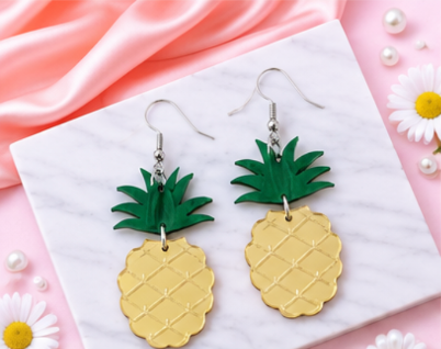 Pineapple Dangle Earrings | Retro Pineapple Earrings | Tropical Statement Earrings | Handmade Acrylic Earrings