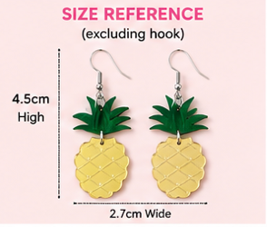 Pineapple Dangle Earrings | Retro Pineapple Earrings | Tropical Statement Earrings | Handmade Acrylic Earrings