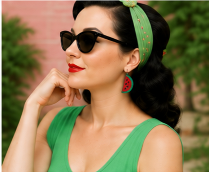 Watermelon Slice Dangle Earrings | Retro Fruit Earrings | Summer Acrylic Statement Earrings | Handmade Australian Jewellery