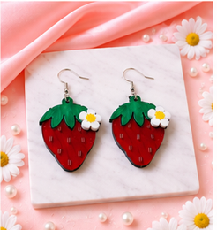 Strawberry Dangle Earrings | Retro Strawberry Earrings | Handmade Acrylic Fruit Earrings | Australian Statement Jewellery