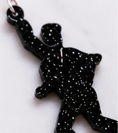 Dancing Man Statement Earrings | Retro Acrylic Dangle Earrings | Handmade Black Glitter Earrings