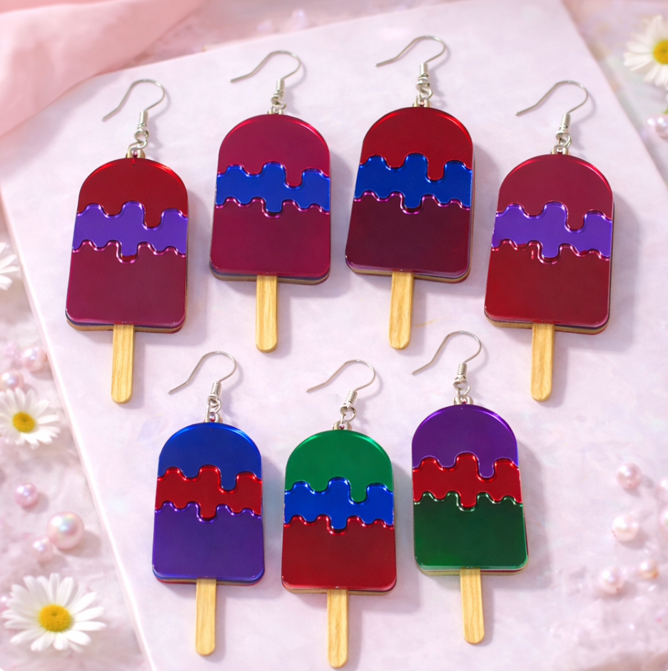 Retro Popsicle Acrylic Earrings – Various Colours