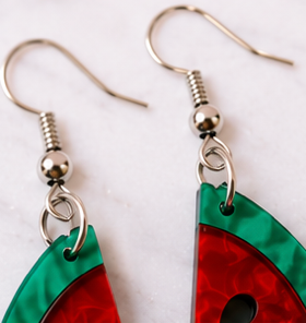 Watermelon Slice Dangle Earrings | Retro Fruit Earrings | Summer Acrylic Statement Earrings | Handmade Australian Jewellery