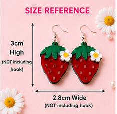 Strawberry Dangle Earrings | Retro Strawberry Earrings | Handmade Acrylic Fruit Earrings | Australian Statement Jewellery